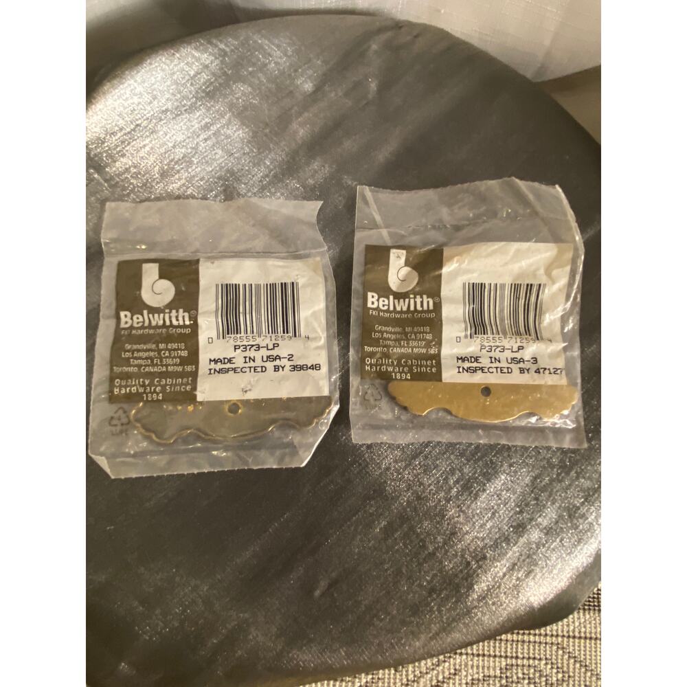 Set of 2 Belwith Decorative Brass Drawer Knob Back Plates 3 1/4 in X 1 in NEW